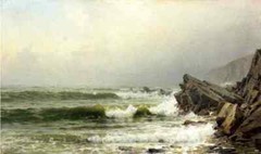 Oil seascape A-Misty-Morning-on-the-Channel-Coast-England-William-Trost-Richards