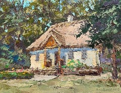 Oil painting Taras’s room Ukrainian painter Fiberboard original art landscape