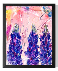 Guajardo Art: Neon Bluebonnets 14X11 Original Canvas UV Reactive Interior Decor