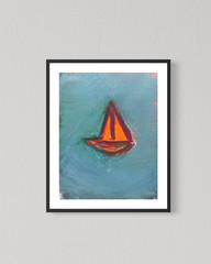 ORIGINAL Sail Boat 8×10 Canvas Abstract Colorful Vibrant Summer Wall Art