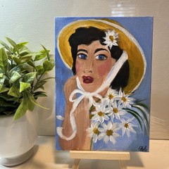 Abstract Lady Original Acrylic Painting on 5″ x 7″ Canvas Panel Miss Daisy