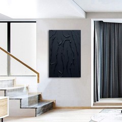 zoinart Hand Painted Pure Black Wall Art Minimalist Oil Painting 24×36 Inches…