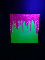 Blacklight Glow In The Dark Glitter Painting On Canvas Green WithFushia Glitter