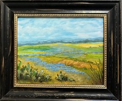 PW Hickman-Oil Painting-Noted Texas Artist-“Hill Country Cactus And Bluebonnets”