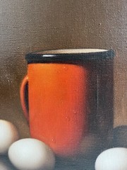 AL ALFRED JACKSON COFFEE EGGS STILL LIFE AFRICAN AMERICAN ARTIST OIL PAINTING