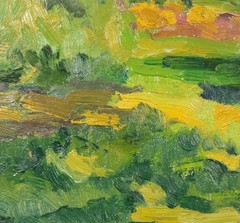 Summer Landscape Oil Painting, Impressionist Field and Trees, Original Artwork