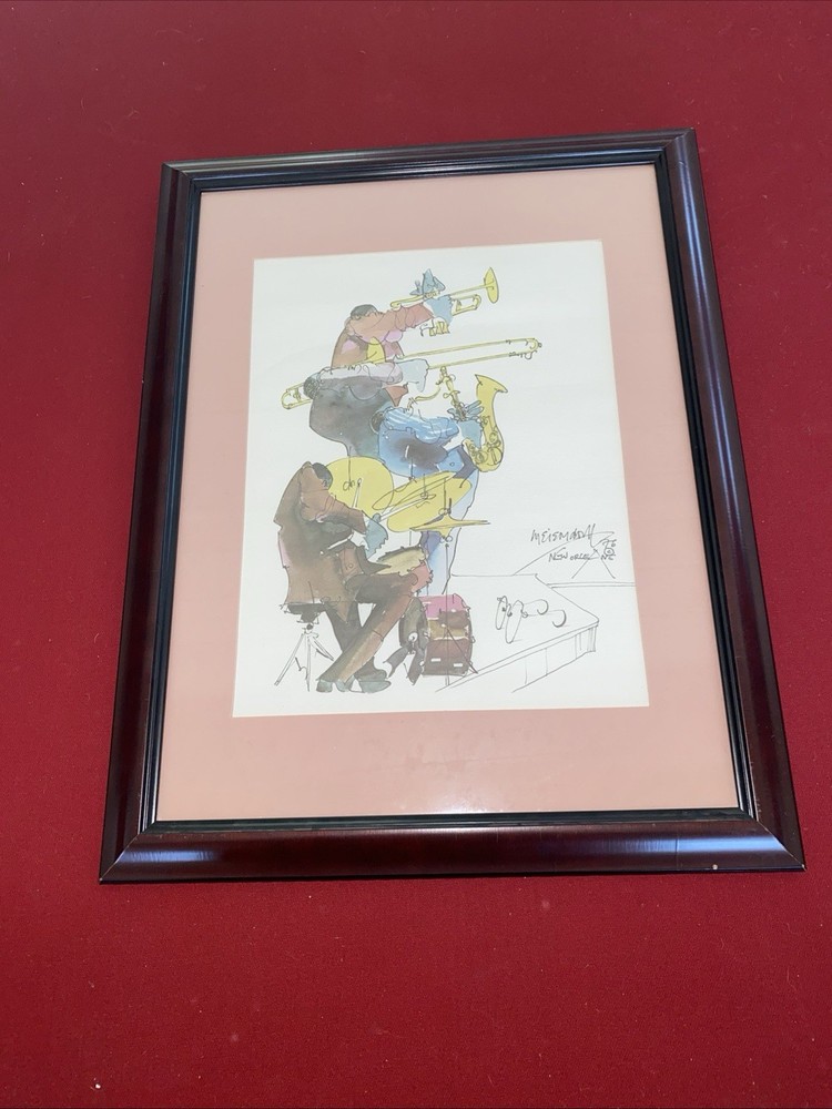 Leo Meiersdorff 1970s Watercolor Signed Framed Print Internationally Famous NOLA