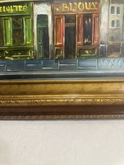 Vintage Mid-Century Paris Street Scene Oil Painting – Ornate Gold Wood Frame