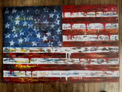 Acrylic Original hand painted Abstract/distressed American Flag 20″ x 30″ canvas