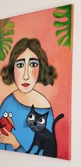 A.Z. Davis Painting 24 X 18″ Abstract Modern Figurative Portrait Woman Pop Art
