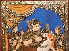 Tanjore Indian painting Krishna Yashoda Tanjore art small Size 12×16 Inch