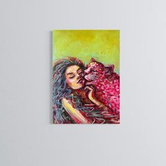 Original unique abstract woman animal figurative erotic oil picture hand painted