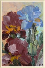 irises original oil painting, bouquet irises small painting, flowers wall art