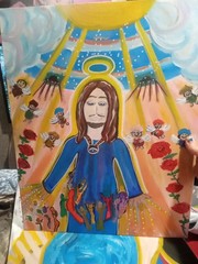 Jesus Christ Beautiful Pop Art Painting Lot Of Three By Linda Stamberger!