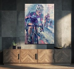 Dynamic Cycling Sport Painting on Canvas Modern Impressionist Biker Art Sports
