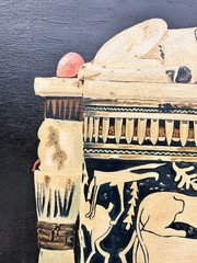 Vintage Signed King Tut Egyptian Cosmetic Jar Lion Original Oil Painting