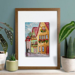 City Houses Oil Painting 15×20 cm City Landscape Original Painting on Painting Board