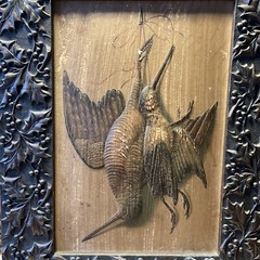 Antique 20” Upland Hunting Pheasant Painting Wooden Plaster Frame Fowling Holly