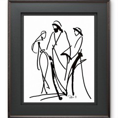 He Walks With Us Original Ink Drawing 11×14 Jesus Faith Wall Art Signed Gift