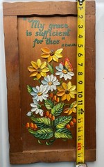 3-D acrylic oil painting on wood by artist J. Weir, textured daisies