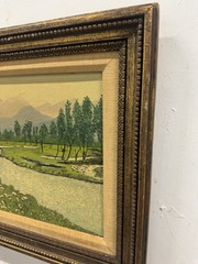 VAN GOGH STYLED ORIGINAL ART FIELDS HOUSES NATURE FRMD SKY