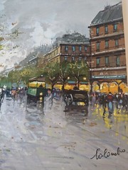 Original Oil Painting Paris Street Scene Signed Colombo Impressionist 24×20