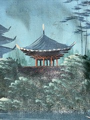 Hand-Painted Mount Fuji Cherry Blossoms Unsigned Unframed 28.5″ x 18.5″