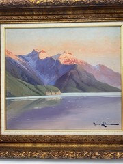 Vintage Ramos Catalan Framed Oil Painting Mountain Landscape Scenery Signed Art