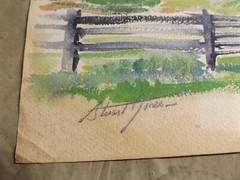 1950 Austria En Plein Air Watercolor Painting Barn w Home Above? by Stuart Jones