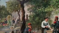 Auguste Gardanne (c.1840-c.1890) -Resting soldiers, original Signed oil painting