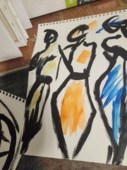 Abstract Ladies Modern Unique Bold Art Acrylic Mixed Media Paper 12X16
