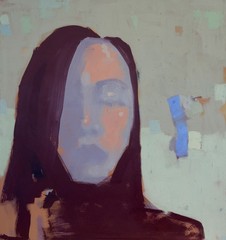 Portrait Woman Green Background Original Oil Painting 34×32 Aldo Cherres Art