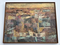 Mid Century Painting Abstract San Francisco Helen Critchett Listed Modernist Oil