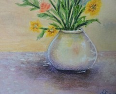 Colorful Flowers in a Vase, Original Watercolor Painting, 7 3/4 x 9 1/2, Floral