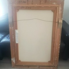 Bright LARGE Vintage PAINTING Oil on Canvas by PETER BRANDT – Gorgeous Frame!!