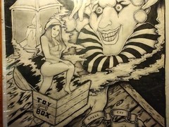 Abstract Sketch by Ruben, Oiginal Artwork on Paper, Jester Clown Ink, Pen..