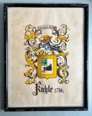 Emblem of The Family Bald 1786, Hand Painted Heraldry