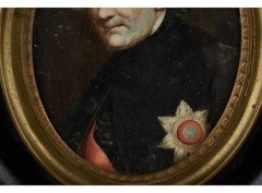 Antique Miniature Portrait Painting Frederick II Prussia 1700s Order Black Eagle