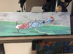 Original Painting – 4×12” – Oil and Acrylic – Messerschmidt WWII Fighter Plane