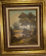8 x 10 original oil paintings Carved Frame With Gold Leaf By C.Marshal