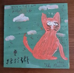 Outsider Art Orange Cat On Plywood By The Beaver Robert Beaverland