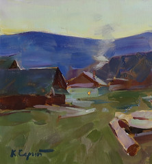Oil painting Hills Ukrainian painter Canvas Decor Unframed original landscape