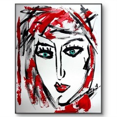 Woman in Red 11×14 Paper Original Artwork Abstract Decor Home Interior Fine Art
