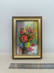 Framed Art Original Oil Painting Floral Oil Painting Bouquet Framed Artwork 6×4
