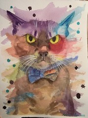 Original watercolor Burmese Cat colorful cute Made to order pet portrait art