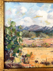 Original Paula Devereaux Painting Plein Air NM Landscape Cactus w Mountain