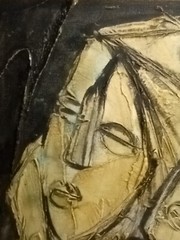 Moshe Katz Signed Vintage Mid Century Modern Painting Judaica Cubist Abstract