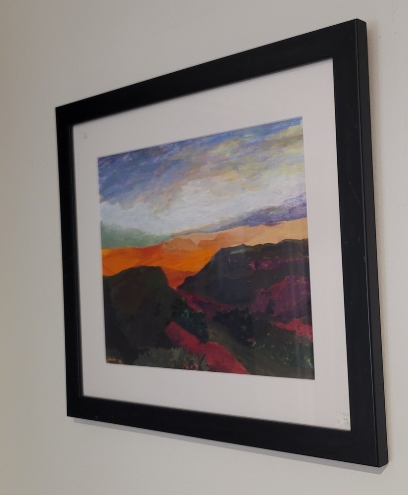 Colorado Rockies Abstract Original Painting Signed Lucero, 2007, Dramatic Sunset
