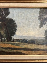 Antique Landscape Painting Impressionist European School Illegibly Artist Signed