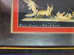 Maria Graziano Gouache Painting Pompeii Amorini Cherubs Deer Chariot Signed Art